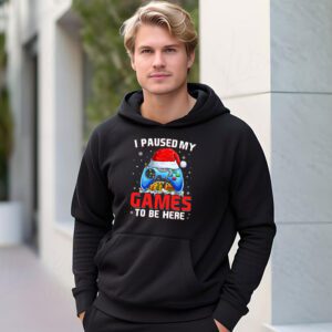 Christmas I Paused My Game To Be Here Funny Gamer Boys Men Hoodie 1 4