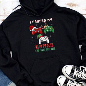 Christmas I Paused My Game To Be Here Funny Gamer Boys Men Hoodie