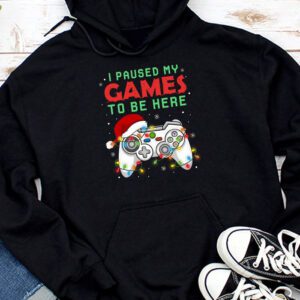 Christmas I Paused My Game To Be Here Funny Gamer Boys Men Hoodie