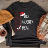 Christmas Nice Naughty Bruh Funny Xmas List Women Men Kids Longsleeve Tee