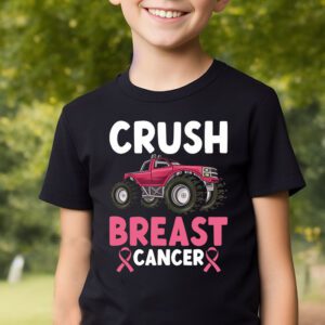 Crush Breast Cancer Awareness Monster Truck Toddler Boy T Shirt 2