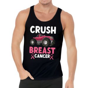 Crush Breast Cancer Awareness Monster Truck Toddler Boy Tank Top 1