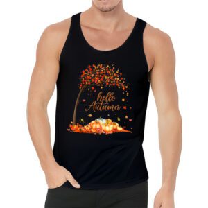 Cute Hello Autumn Season Thanksgiving and Fall Color Lovers Tank Top 3 3