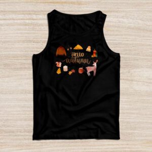 Cute Hello Autumn Season Thanksgiving and Fall Color Lovers Tank Top