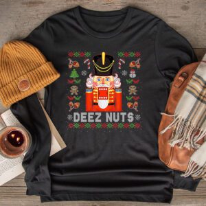 Deez Nuts Nutcracker Nut Shirt Men Women Funny Christmas Pjs Longsleeve Tee