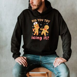 Did You Try Icing It Retro Christmas Gingerbread Nurse Squad Hoodie 2 3