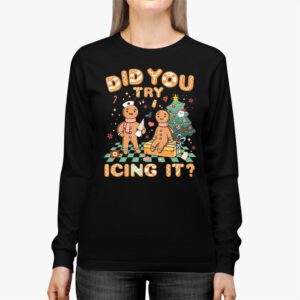 Did You Try Icing It Retro Christmas Gingerbread Nurse Squad Longsleeve Tee 2 1