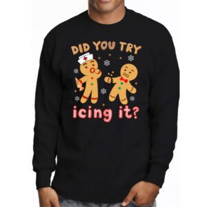 Did You Try Icing It Retro Christmas Gingerbread Nurse Squad Longsleeve Tee 3 3