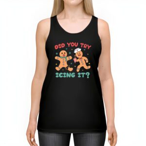 Did You Try Icing It Retro Christmas Gingerbread Nurse Squad Tank Top 2 2