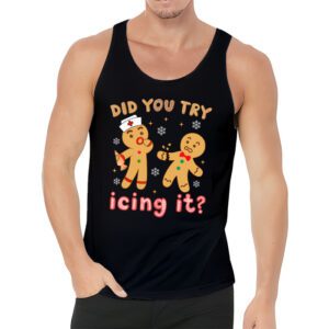 Did You Try Icing It Retro Christmas Gingerbread Nurse Squad Tank Top 3 3