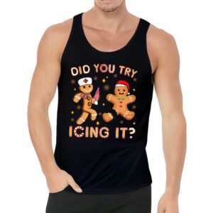 Did You Try Icing It Retro Christmas Gingerbread Nurse Squad Tank Top 3