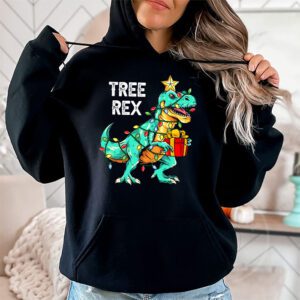 Dinosaur Christmas Tree Rex Pajamas Men Boys Xmas Lights Hoodie 1 2