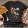 Dinosaur Christmas Tree Rex Pajamas Men Boys Xmas Lights Longsleeve Tee
