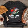 Dinosaur Christmas Tree Rex Pajamas Men Boys Xmas Lights Longsleeve Tee