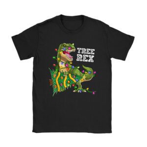 Dinosaur Christmas Tree Rex Pajamas Men Boys Xmas Lights T-Shirt