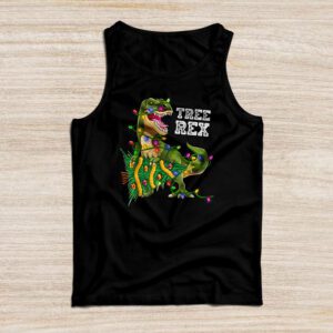 Dinosaur Christmas Tree Rex Pajamas Men Boys Xmas Lights Tank Top