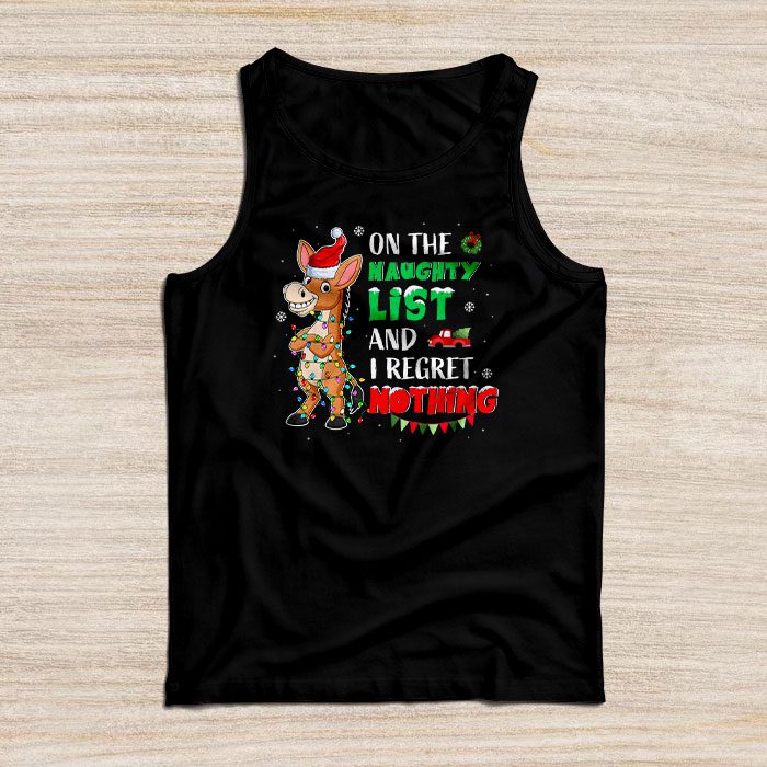 Donkey-Christmas-On-The-Naughty-List-And-I-Regret-Nothing-Tank-Top Donkey Christmas On The Naughty List And I Regret Nothing Tank Top