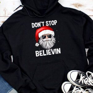 Don't Stop Believin Santa Funny Christmas Boys Kids Gifts Hoodie