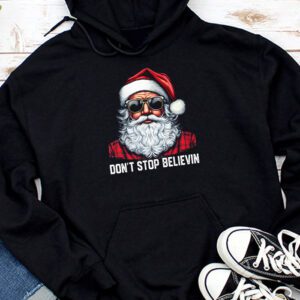 Don't Stop Believin Santa Funny Christmas Boys Kids Gifts Hoodie