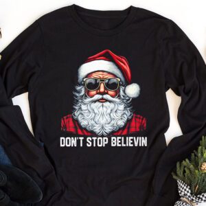 Dont Stop Believin Santa Funny Christmas Boys Kids Gifts Longsleeve Tee 1 2