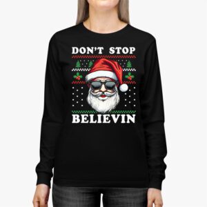 Dont Stop Believin Santa Funny Christmas Boys Kids Gifts Longsleeve Tee 2 1