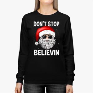 Dont Stop Believin Santa Funny Christmas Boys Kids Gifts Longsleeve Tee 2