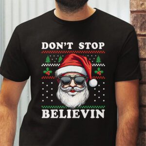 Dont Stop Believin Santa Funny Christmas Boys Kids Gifts T Shirt 2 1