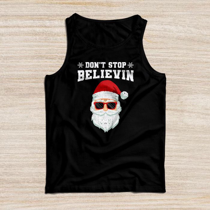 Don't Stop Believin Santa Funny Christmas Boys Kids Gifts Tank Top