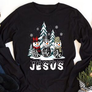 Faith Hope Love Jesus Snowman Plaid Leopard Christmas Gift Longsleeve Tee 1 1