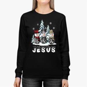 Faith Hope Love Jesus Snowman Plaid Leopard Christmas Gift Longsleeve Tee 2 1