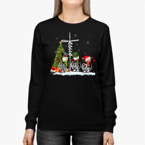 Faith Hope Love Jesus Snowman Plaid Leopard Christmas Gift Longsleeve Tee 2