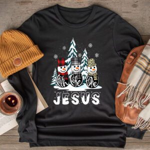 Faith Hope Love Jesus Snowman Plaid Leopard Christmas Gift Longsleeve Tee