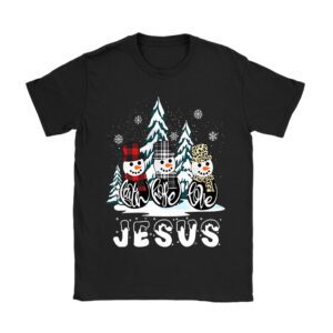 Faith Hope Love Jesus Snowman Plaid Leopard Christmas Gift T-Shirt