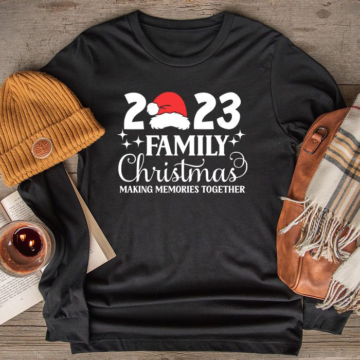 Family Christmas 2023 Matching Squad Santa Elf Funny Xmas Longsleeve Tee