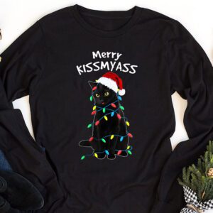 Funny Black Cat Merry Kissmyass Xmas Chritsmas Longsleeve Tee 1 Funny Black Cat Merry Kissmyass Xmas Chritsmas Longsleeve Tee 1 1