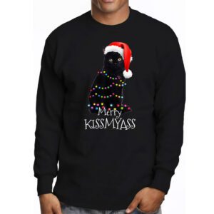 Funny Black Cat Merry Kissmyass Xmas Chritsmas Longsleeve Tee 3 2