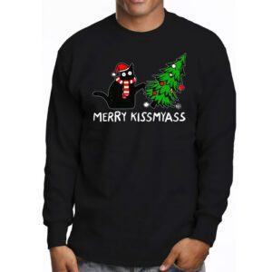 Funny Black Cat Merry Kissmyass Xmas Chritsmas Longsleeve Tee 3 3