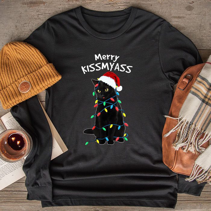 Funny-Black-Cat-Merry-Kissmyass-Xmas-Chritsmas-Longsleeve-Tee Funny Black Cat Merry Kissmyass Xmas Chritsmas Longsleeve Tee