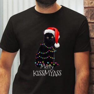 Funny Black Cat Merry Kissmyass Xmas Chritsmas T Shirt 2 2