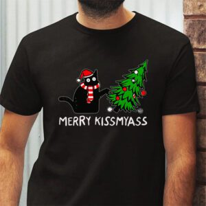 Funny Black Cat Merry Kissmyass Xmas Chritsmas T Shirt 2 3