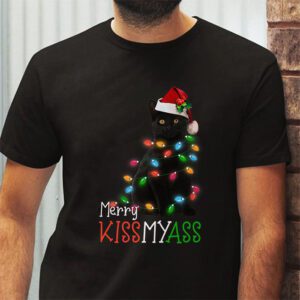 Funny Black Cat Merry Kissmyass Xmas Chritsmas T Shirt 2