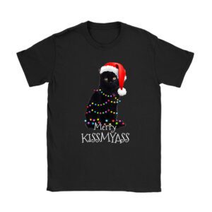 Funny Black Cat Merry Kissmyass Xmas Chritsmas T-Shirt