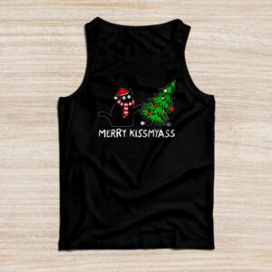 Funny Black Cat Merry Kissmyass Xmas Chritsmas Tank Top