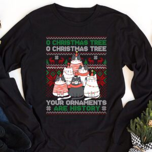 Funny Cats Christmas Shirt Ornaments Pajama Family Cat Lover Longsleeve Tee 1 1