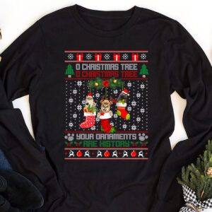 Funny Cats Christmas Shirt Ornaments Pajama Family Cat Lover Longsleeve Tee 1 3