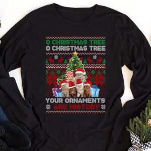 Funny Cats Christmas Shirt Ornaments Pajama Family Cat Lover Longsleeve Tee 1 4