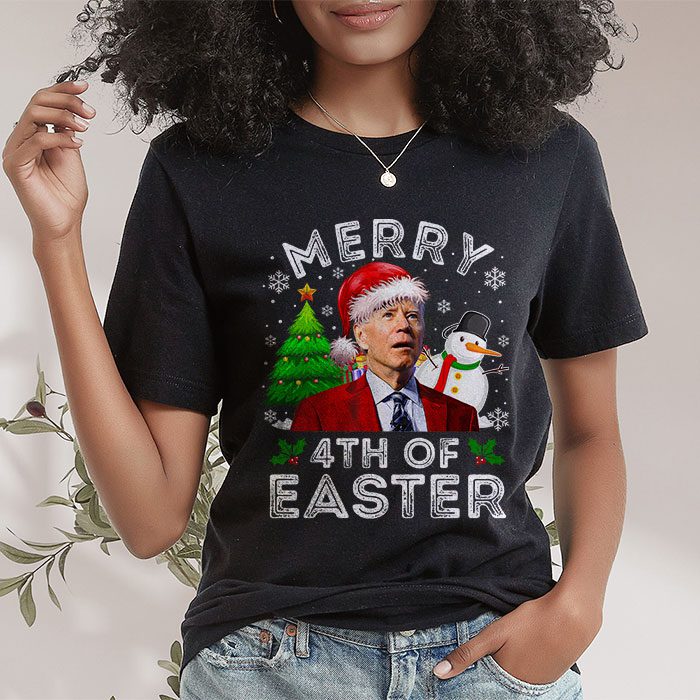 Funny Joe Biden Christmas Santa Hat Merry 4th Of Easter Xmas T Shirt 1 3