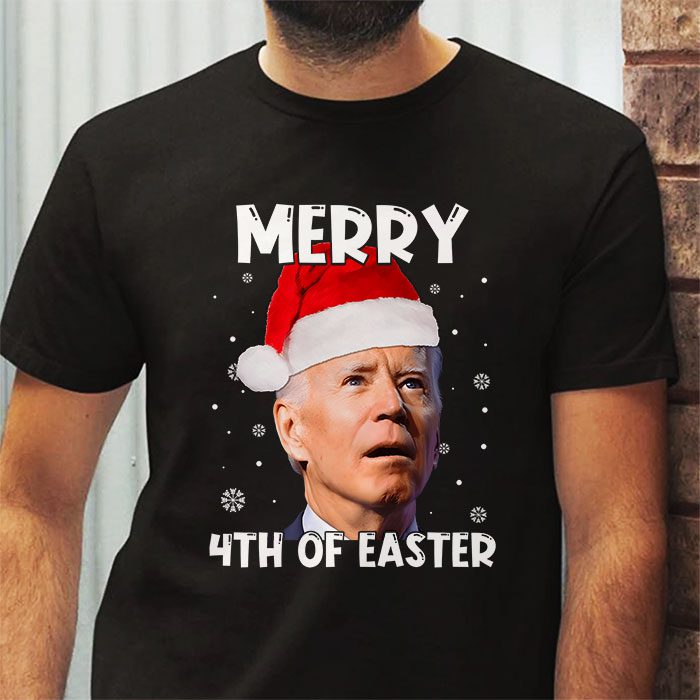 Funny Joe Biden Christmas Santa Hat Merry 4th Of Easter Xmas T Shirt 2 1