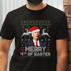 Funny Joe Biden Christmas Santa Hat Merry 4th Of Easter Xmas T Shirt 2