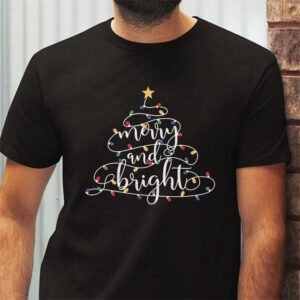 Funny Merry and Bright Christmas Lights Xmas Holiday Short Sleeve T Shirt 2 1